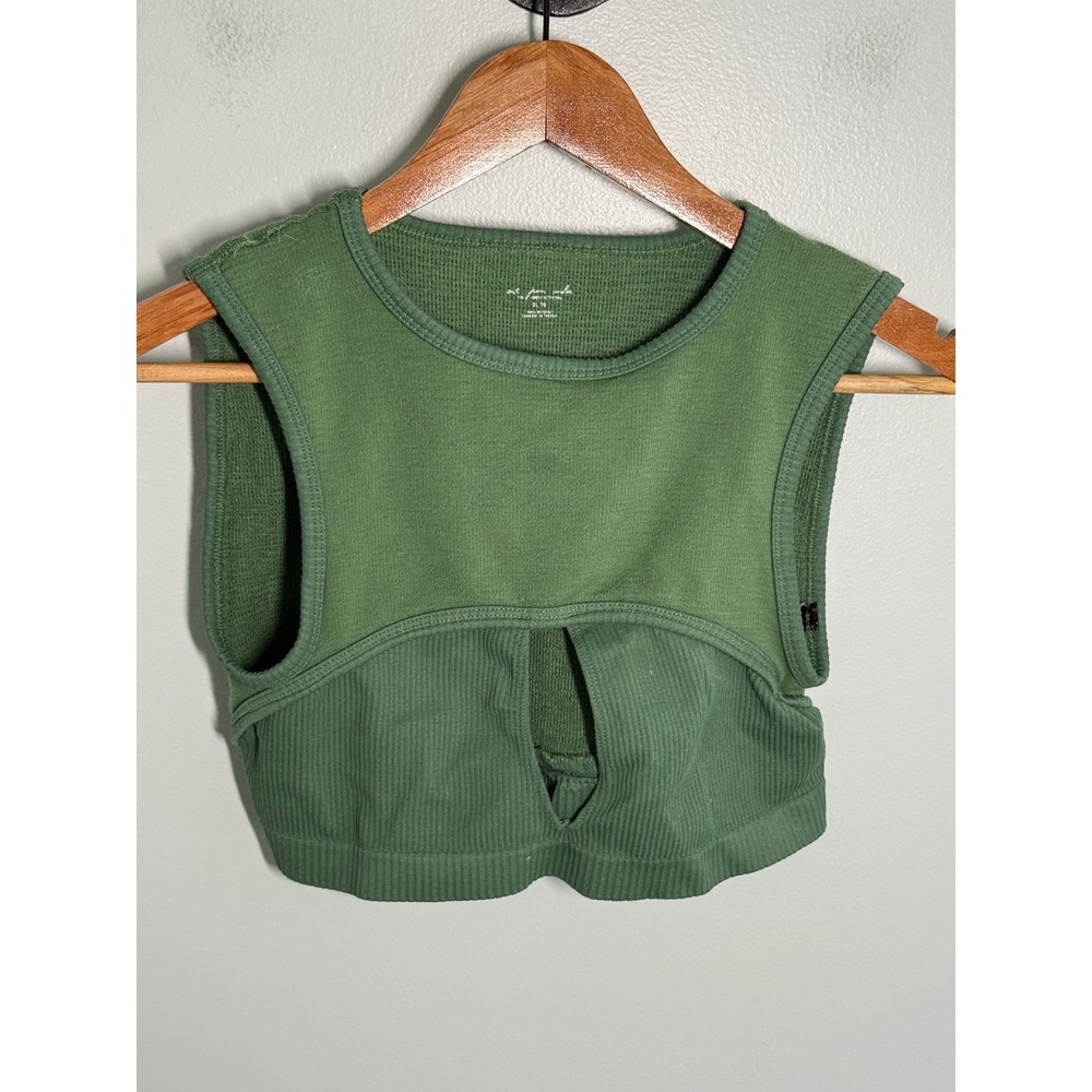 Out From Under Urban Outfitters Green Thermal Ribbed Cutout Crop Top XL